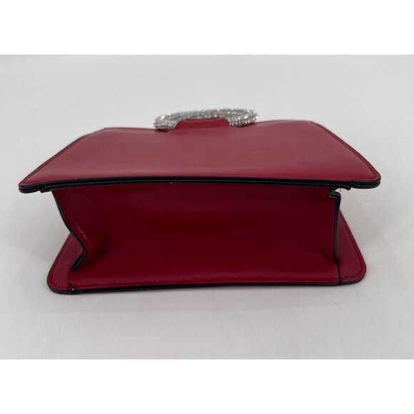 Topshop Red Square Handbag With Rhinestone Handles & Detachable Strap - Picture 5 of 13